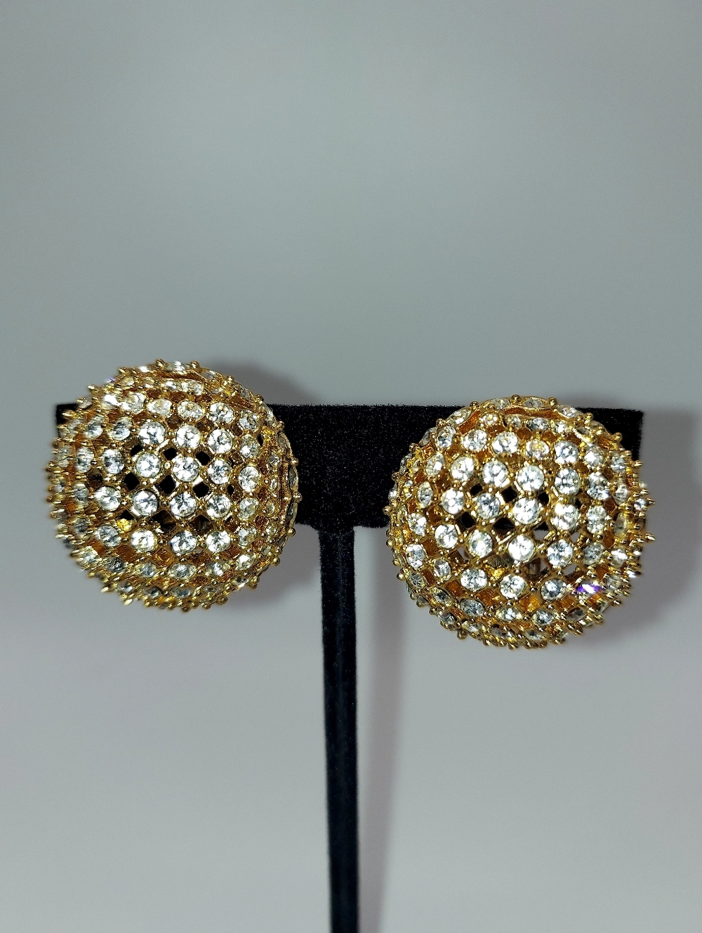 St. John Vintage 18k Gold-Plated Clip On Earrings With Austrian Rhinestones.VGVC